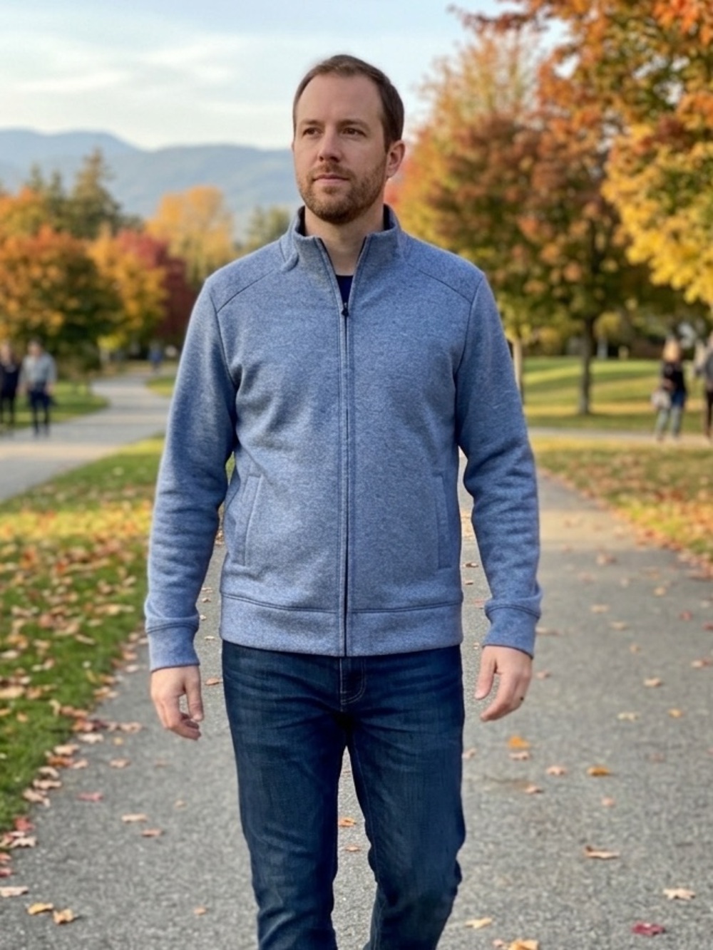 Banana Republic Men's Tech Fleece Full-Zip Mock Neck Jacket / Track Jacket   Med